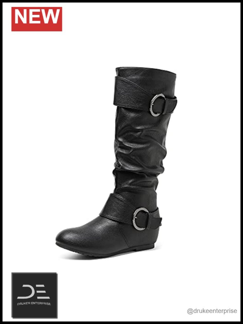 Knee High Wedge Boots Faux Fur Lined Side Zip Winter